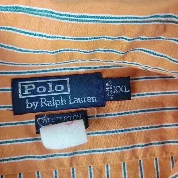 Polo Ralph Lauren Adult 2XL Orange  Striped Westerton Colorful Button Shirt Mens - Picture 4 of 7